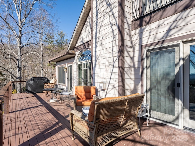 deck featuring grilling area