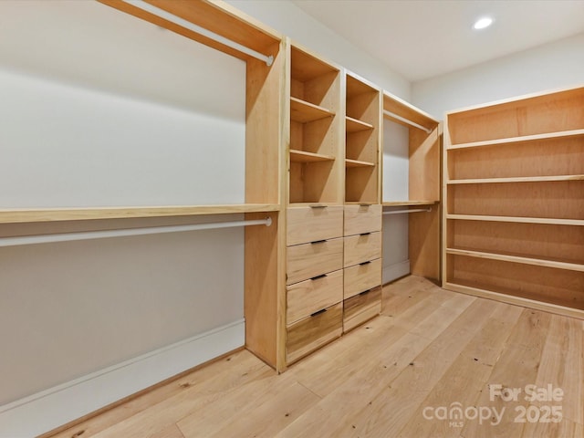 walk in closet featuring light wood-style floors