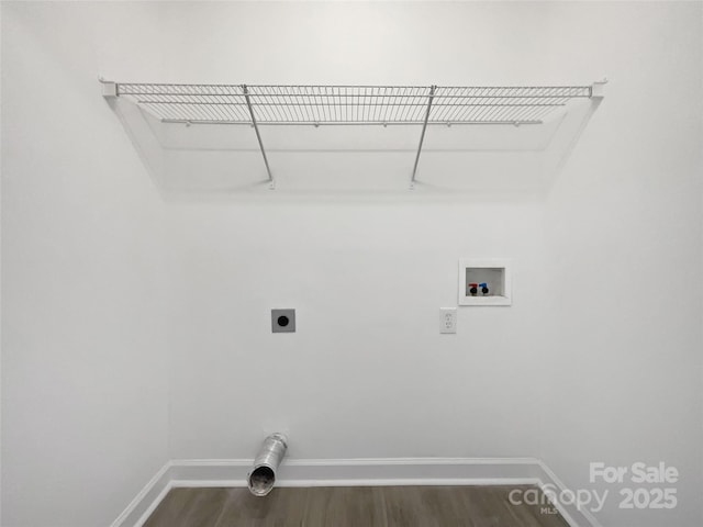 clothes washing area featuring washer hookup, dark hardwood / wood-style floors, and hookup for an electric dryer