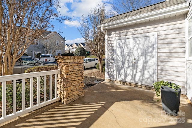 view of patio / terrace featuring a residential view