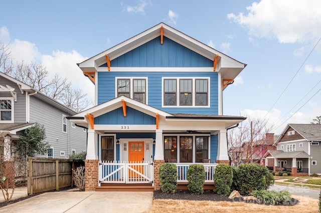 craftsman-style home with covered porch