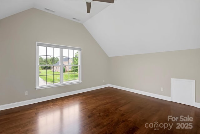 409 Running Horse Ln, Waxhaw, NC 28173 - bonus room with a ceiling fan, wood finished floors, lofted ceiling, and baseboards