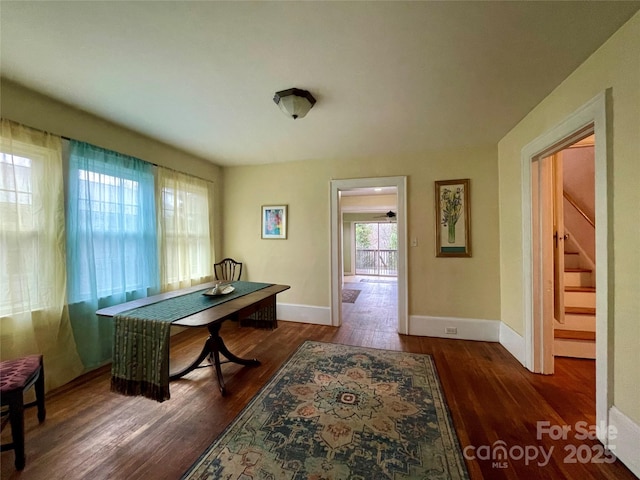 office area featuring dark hardwood / wood-style flooring