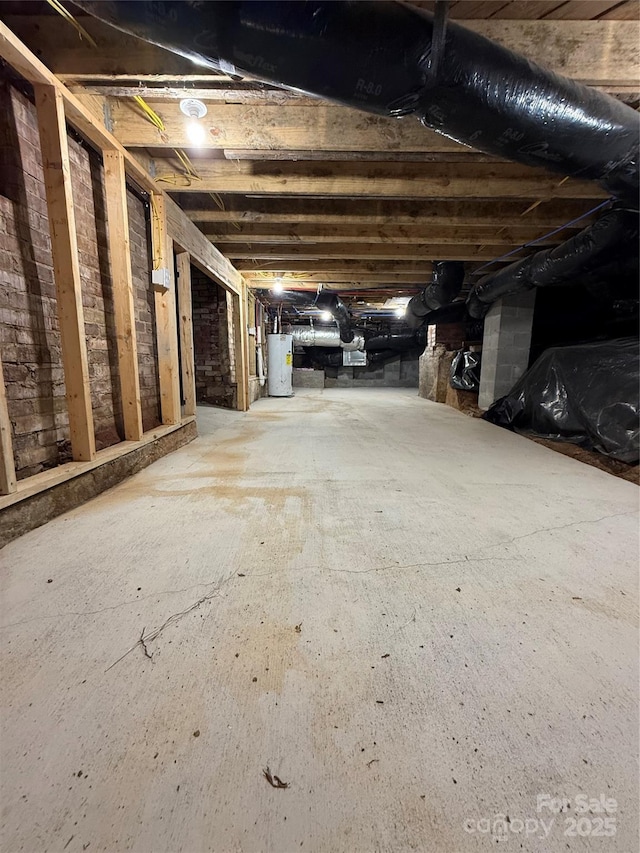 basement with water heater