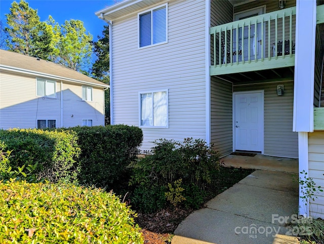 doorway to property with a balcony