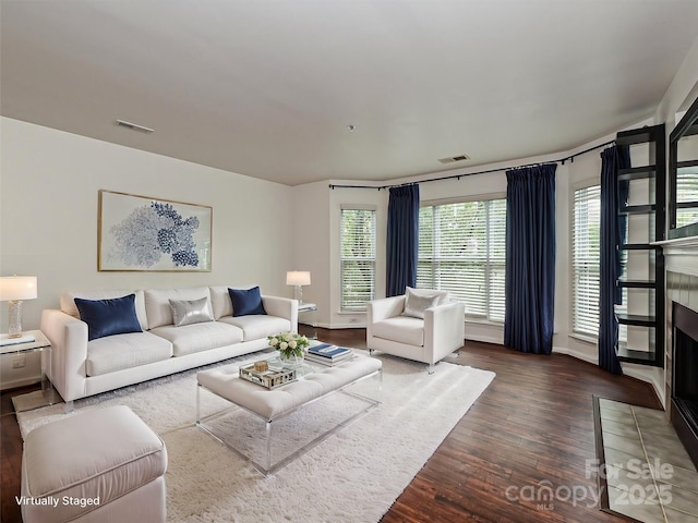 living room featuring hardwood / wood-style flooring