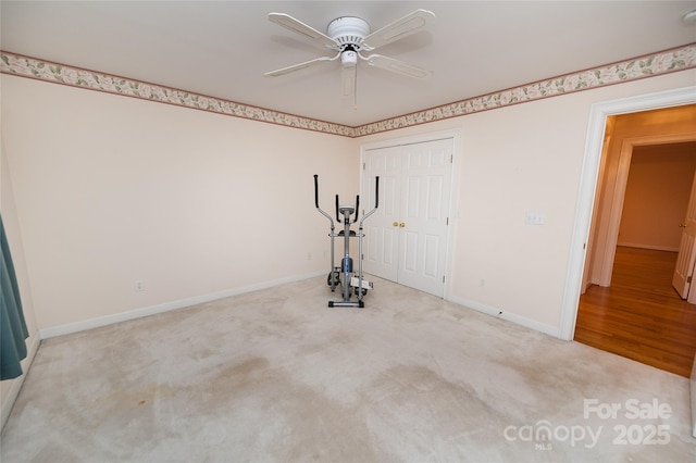 1 Carnoustie Ct, Campobello, SC 29322 - exercise room with light carpet and ceiling fan