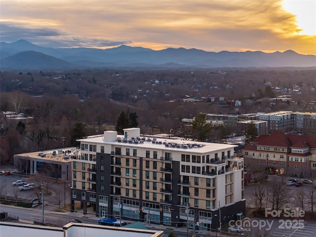 45 Asheland Ave Unit 302, Asheville, NC 28801 - aerial view at dusk with a mountain view