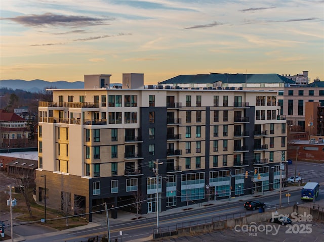 45 Asheland Ave Unit 302, Asheville, NC 28801 - outdoor building at dusk featuring a mountain view
