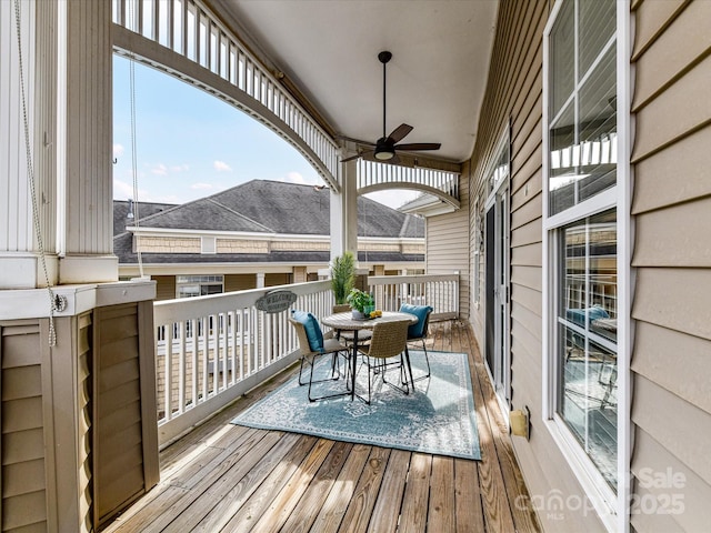 deck featuring ceiling fan