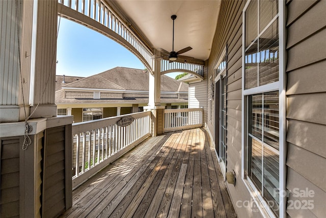 8925 Rosalyn Glen Rd, Cornelius, NC 28031 - wooden terrace featuring ceiling fan
