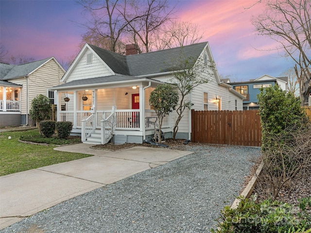 view of front of home featuring covered porch