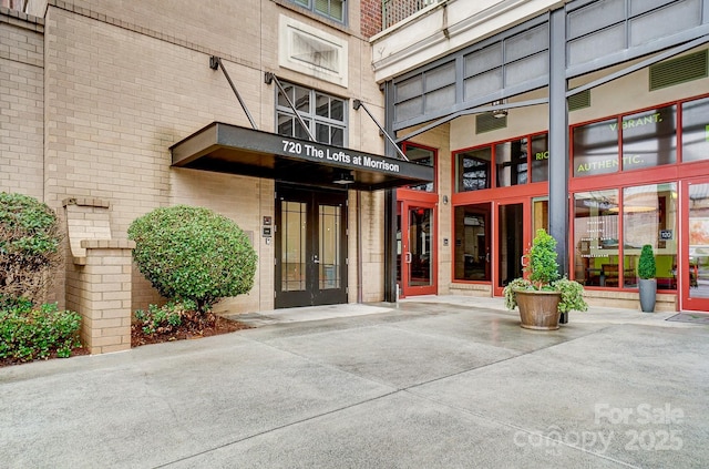 view of exterior entry with french doors