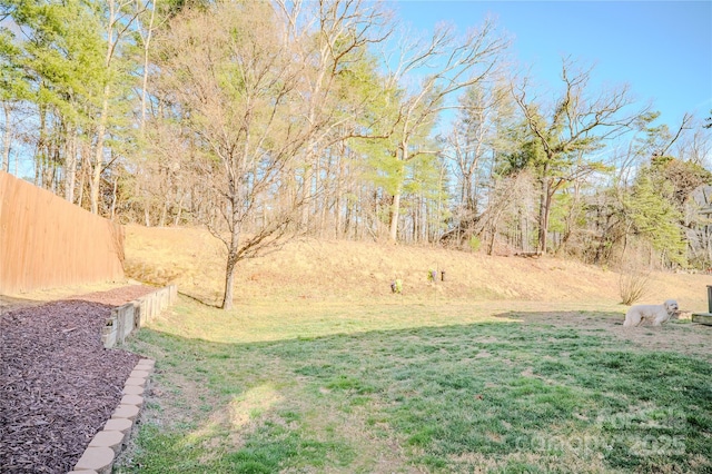 view of yard featuring fence