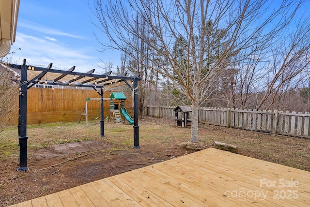 deck featuring a playground