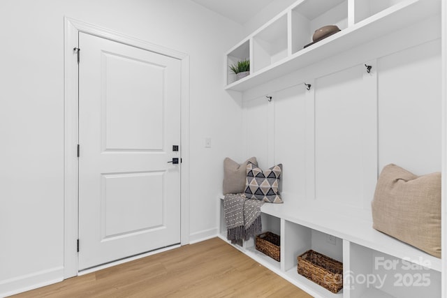 mudroom featuring light hardwood / wood-style floors