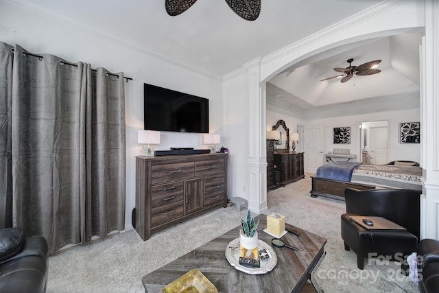 5239 Admirals Lndg, Lancaster, SC 29720 - bedroom with ceiling fan, a tray ceiling, light colored carpet, and ornamental molding