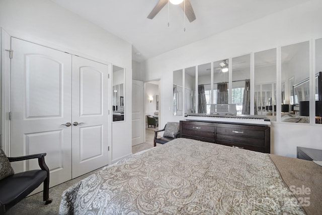 5239 Admirals Lndg, Lancaster, SC 29720 - carpeted bedroom featuring a closet, ceiling fan, and vaulted ceiling
