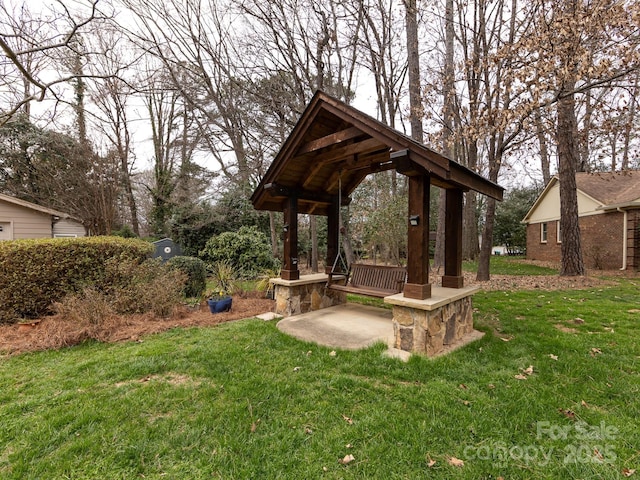 view of yard with a patio and a gazebo