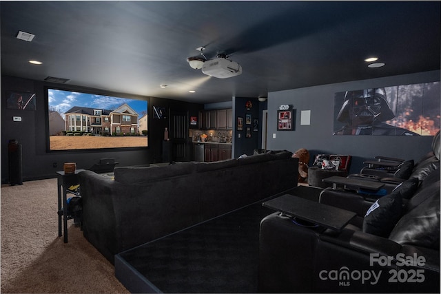 view of carpeted cinema room