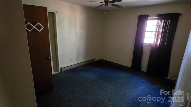 509 California Cir, York, SC 29745 - spare room with a baseboard radiator, carpet flooring, and ceiling fan