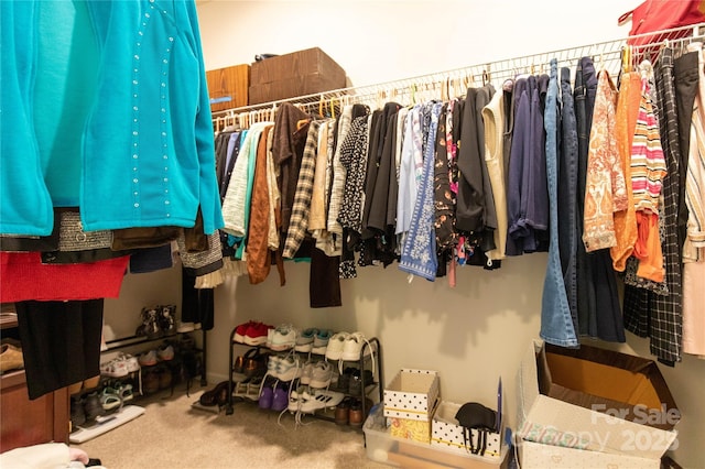 spacious closet with carpet flooring