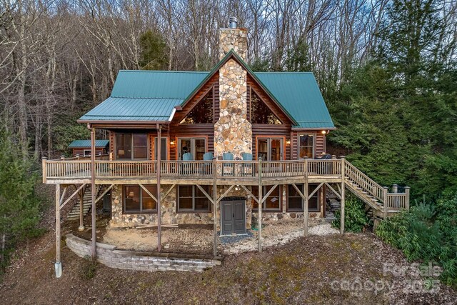 4880 Nightingale Way, Lenoir, NC 28645 - back of property featuring french doors and a deck
