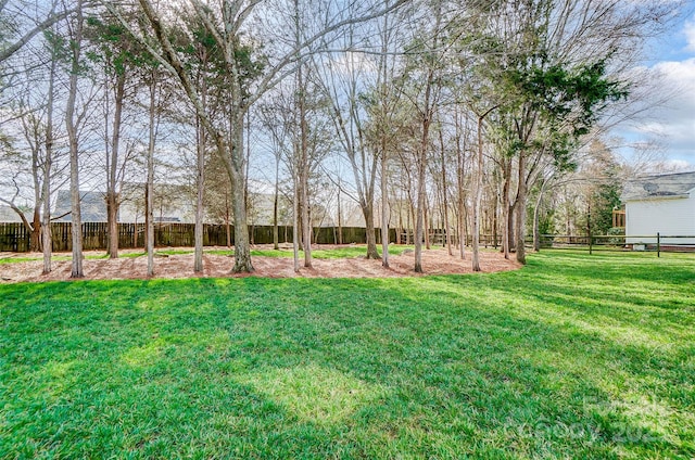 view of yard featuring a fenced backyard