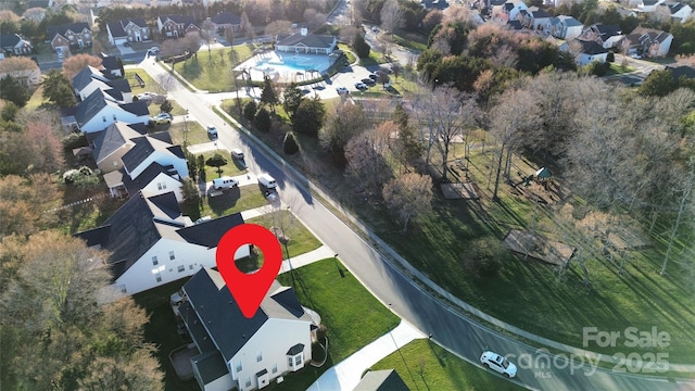 bird's eye view with a residential view