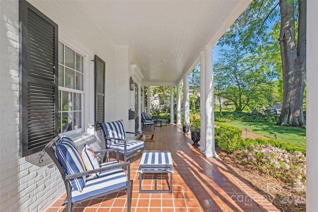 view of patio featuring covered porch