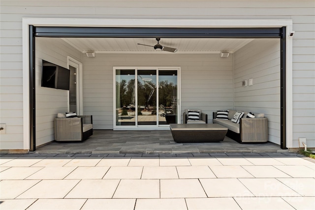 view of patio / terrace with outdoor lounge area and a ceiling fan