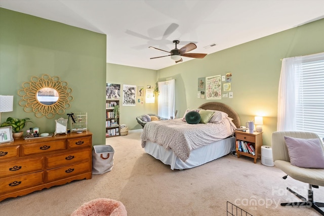 3216 Bridgewick Rd, Waxhaw, NC 28173 - carpeted bedroom with visible vents and ceiling fan
