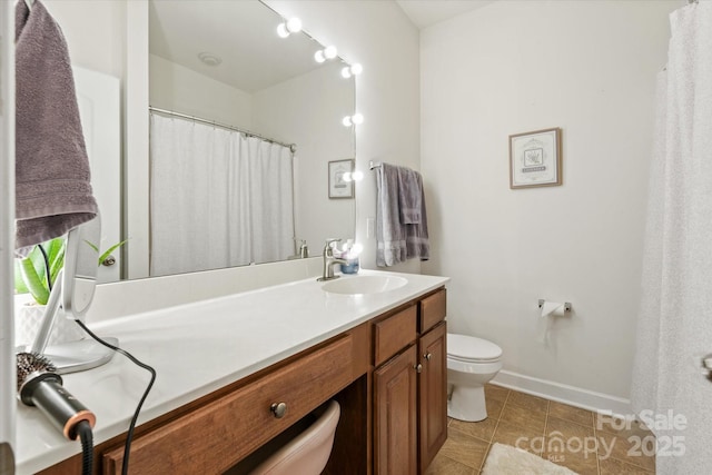 3216 Bridgewick Rd, Waxhaw, NC 28173 - full bath with baseboards, vanity, tile patterned flooring, and toilet