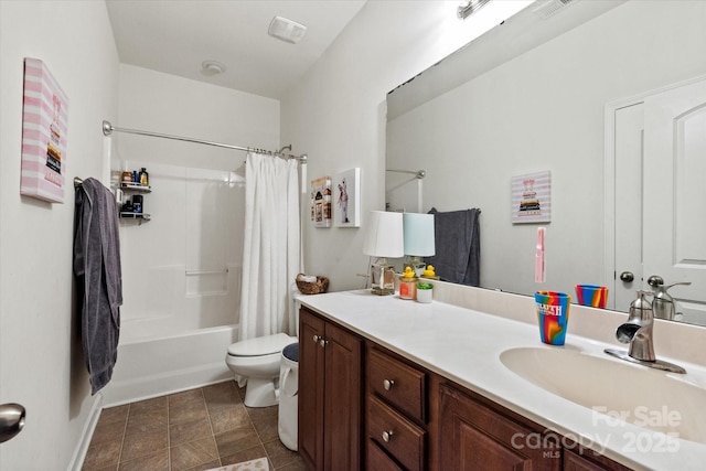 3216 Bridgewick Rd, Waxhaw, NC 28173 - full bathroom featuring toilet, vanity, and shower / bath combo with shower curtain