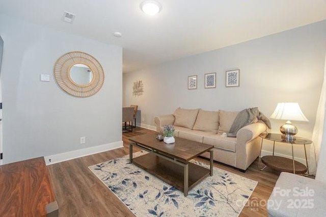 living room featuring hardwood / wood-style floors