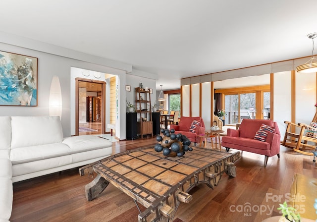 living area featuring wood finished floors