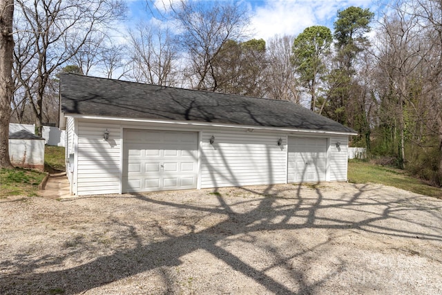 view of detached garage