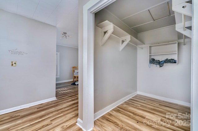 spacious closet with wood finished floors