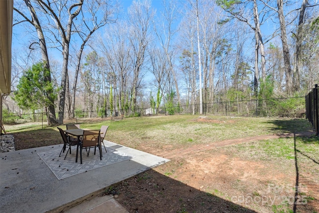 view of yard featuring a fenced backyard and a patio