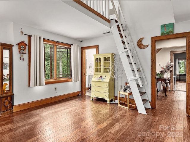 interior space with hardwood / wood-style flooring