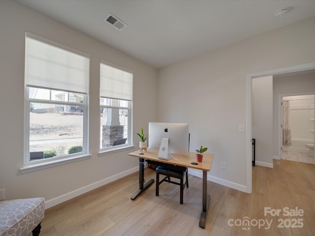 office featuring light wood-type flooring