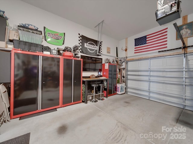 garage with a garage door opener