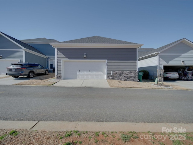 exterior space with a garage