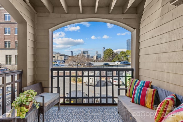 balcony with a view of city