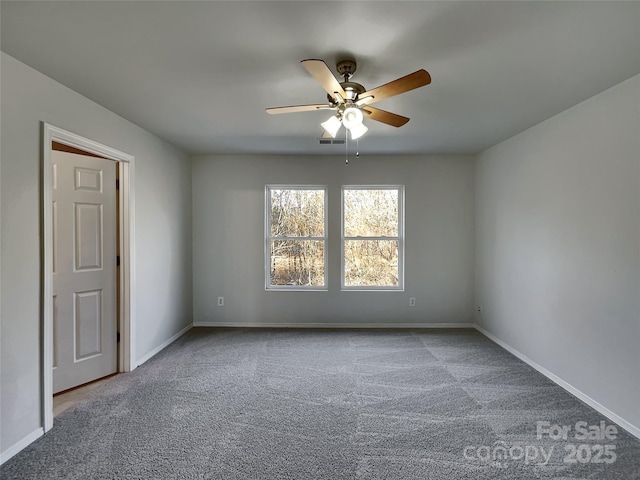 8353 Ainsworth St, Charlotte, NC 28216 - spare room featuring carpet floors, baseboards, visible vents, and a ceiling fan