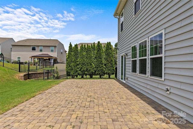 view of patio / terrace featuring a gazebo