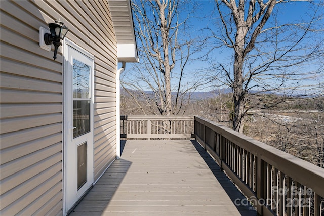 deck featuring a mountain view