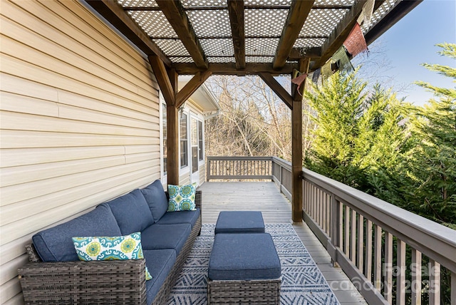 deck featuring outdoor lounge area