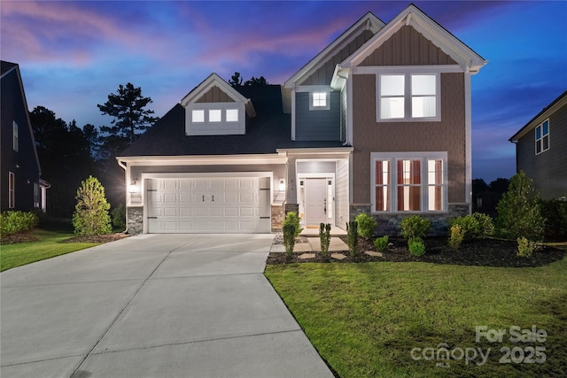 416 Clemson Tree Ln, Lake Wylie, SC 29710 - view of front of property featuring stone siding, concrete driveway, and a front yard