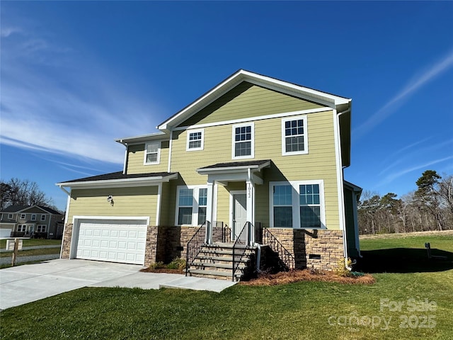 1022 Heath Helms Rd, Monroe, NC 28110 - view of front of home with stone siding, driveway, and a front yard